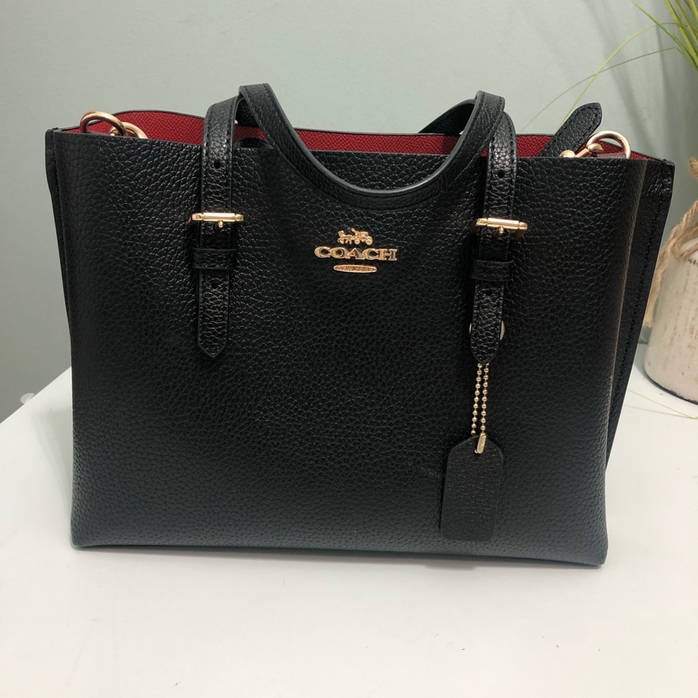Coach C4084 Mollie Tote Black 2Way Shoulder Handbag Black